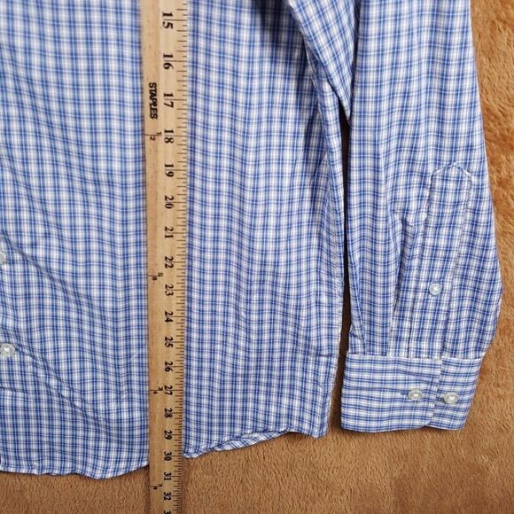 PETER MILLAR Shirt Mens Medium Blue Check Summer Comfort Prairie Performance - Picture 10 of 11